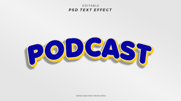 PSD diseño editable de efecto de texto podcast