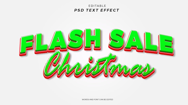 PSD diseño editable de efecto de texto de venta de navidad