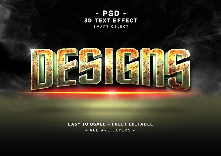 PSD diseño efecto de estilo de texto oxidado 3d