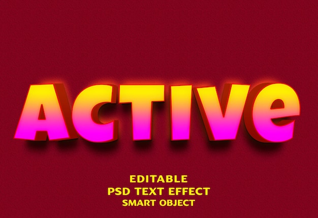 Diseño de efecto de texto 3d activo