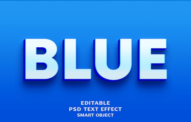 PSD diseño del efecto de texto 3d azul