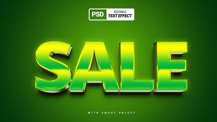 PSD diseño de efecto de texto 3d brillante degradado verde