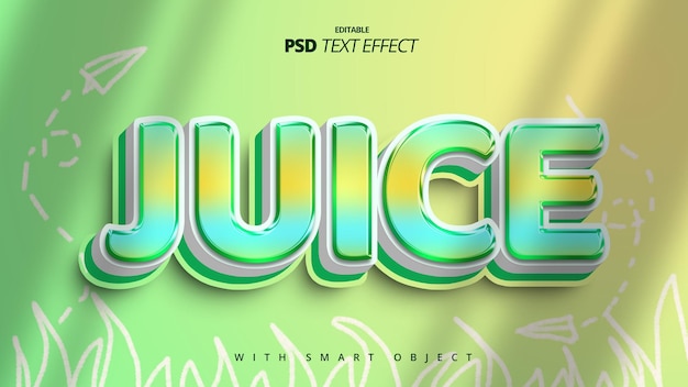 PSD diseño de efecto de texto 3d colorido fresco de jugo de verano