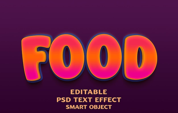 Diseño de efecto de texto 3d de comida