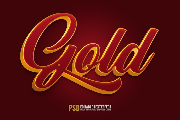 PSD diseño de efecto de texto 3d editable de degradado dorado de lujo de color dorado