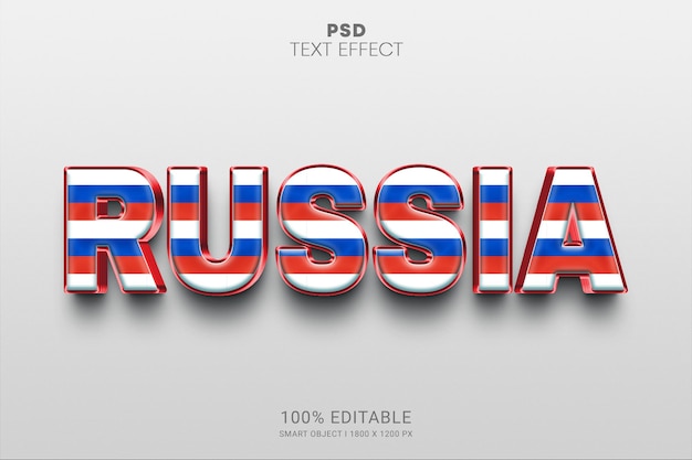 Diseño de efecto de texto 3D editable PSD de Rusia