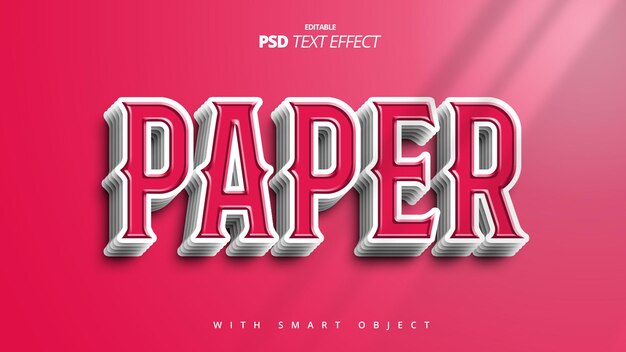 diseño de efecto de texto 3d de papel rosa