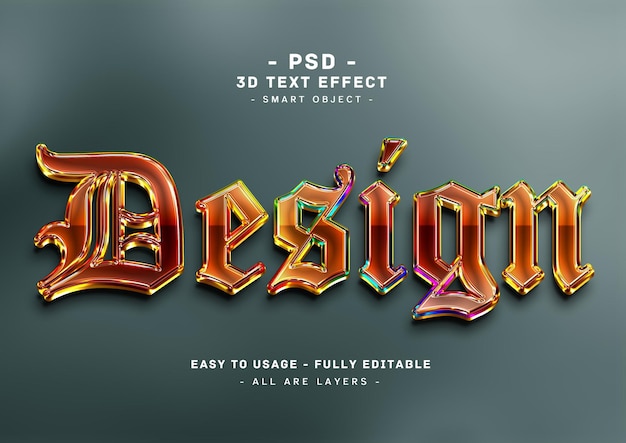 PSD diseño efecto de texto de colores 3d