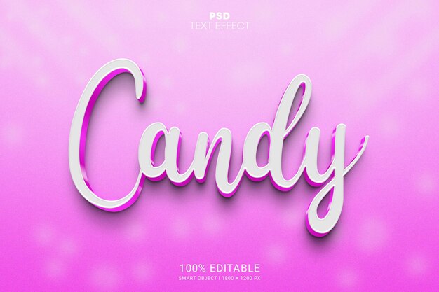 Diseño de efecto de texto editable PSD 3D Candy