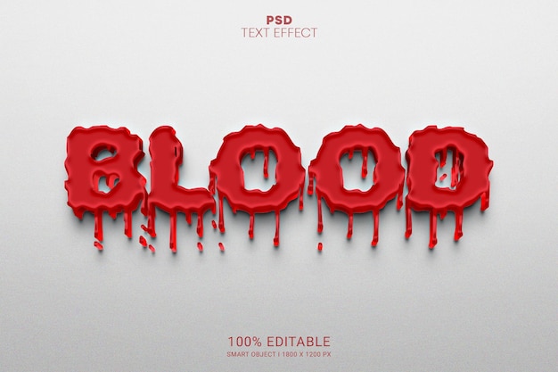 Diseño de efecto de texto editable PSD 3D de sangre
