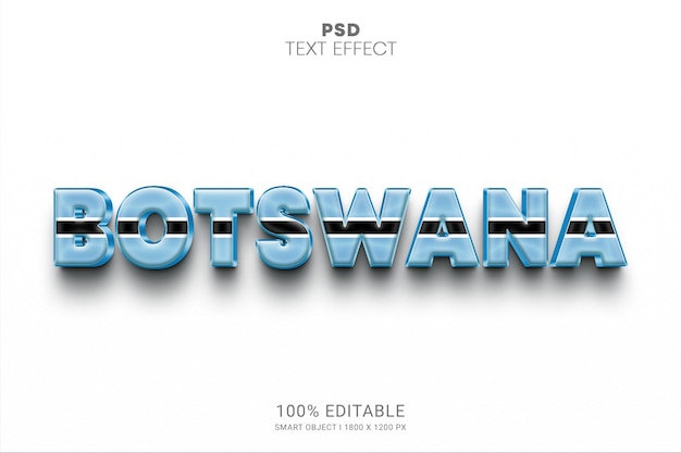 Diseño de efecto de texto editable PSD de Botswana