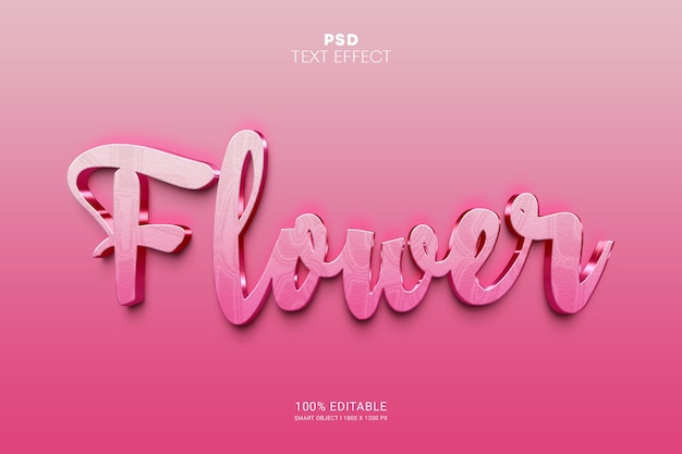 Diseño de efecto de texto editable psd de flor