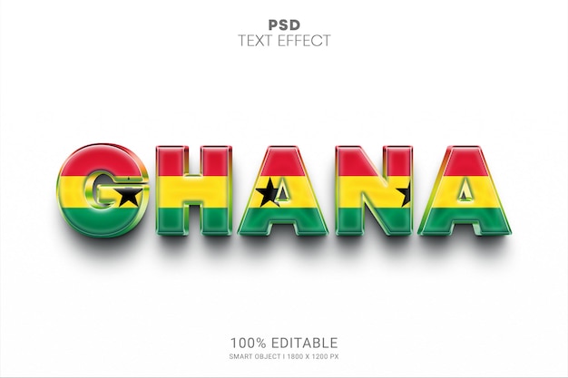 Diseño de efecto de texto editable psd de ghana