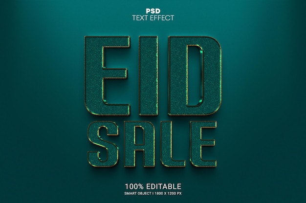 Diseño de efecto de texto editable PSD de venta de EID