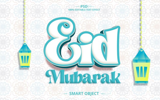 Diseño de efecto de texto eid mubarak