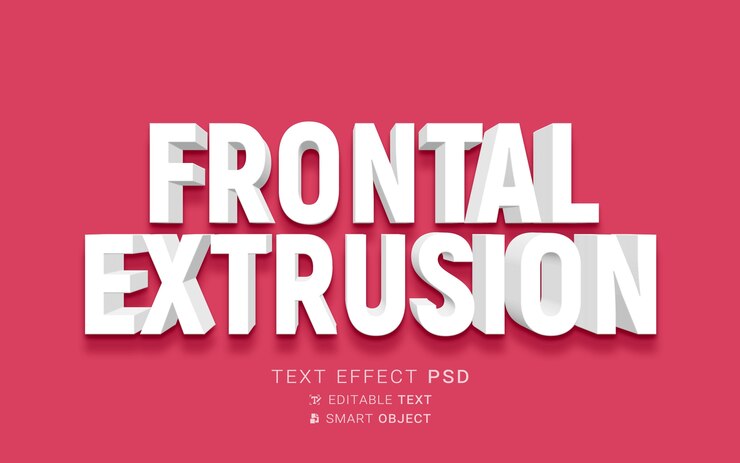 PSD diseño de efecto de texto de extrusión frontal.