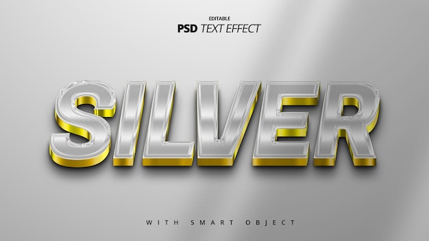 diseño de efecto de texto de lujo 3d de oro plateado