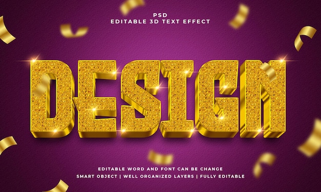 Diseño de efecto de texto psd editable 3d con fondo