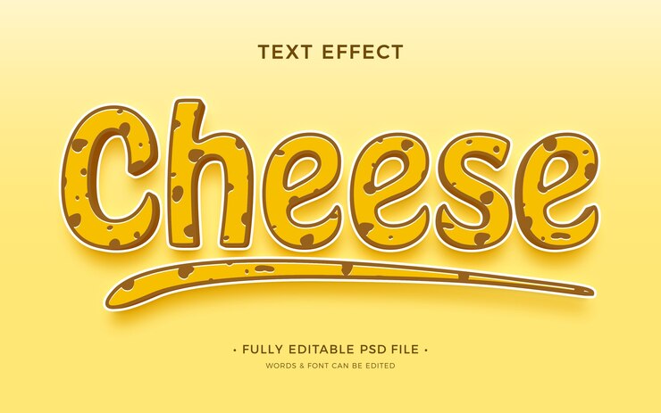 PSD diseño de efecto de texto de queso.