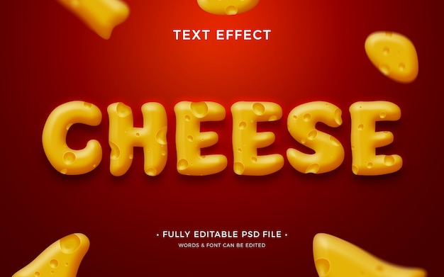 Diseño de efecto de texto de queso.