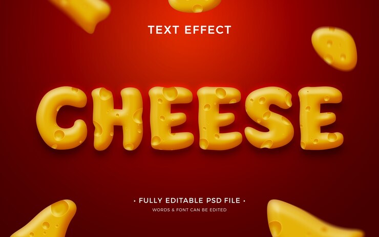 PSD diseño de efecto de texto de queso.