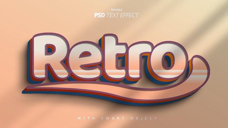 PSD diseño de efecto de texto retro 3d