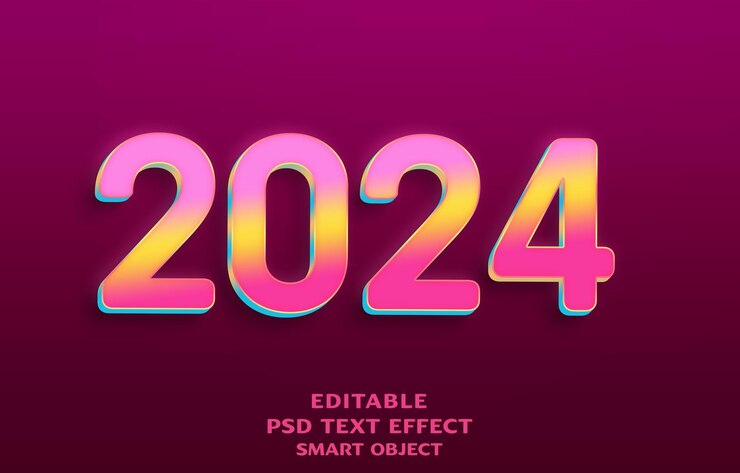 PSD diseño de efectos de texto 3d 2024