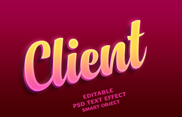 PSD diseño de efectos de texto 3d del cliente