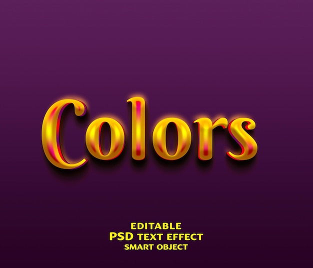 Diseño de efectos de texto 3D en color diseño colorido fuente elegante