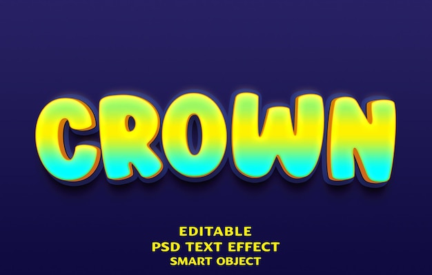 Diseño de efectos de texto 3D de corona