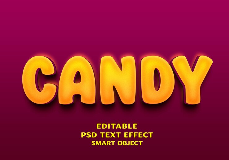 PSD diseño de efectos de texto 3d de dulces