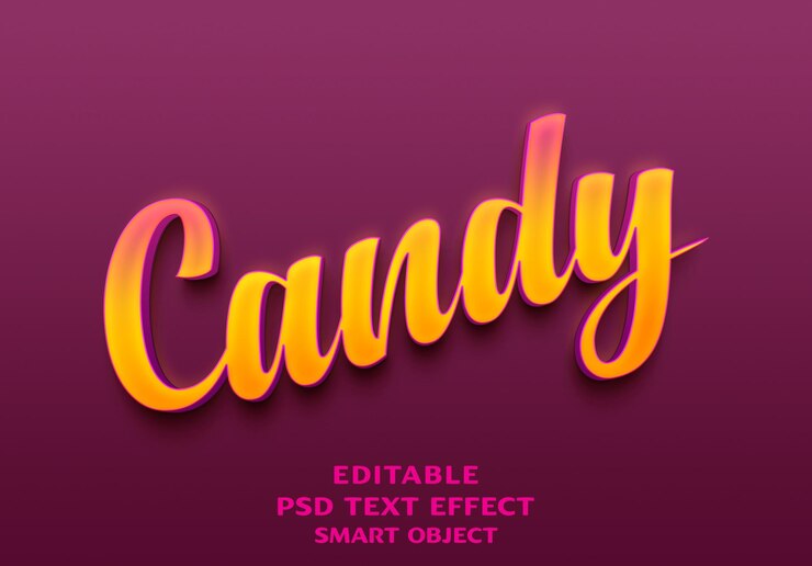 PSD diseño de efectos de texto 3d de dulces