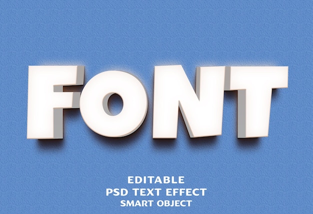 diseño de efectos de texto 3D de fuente blanca