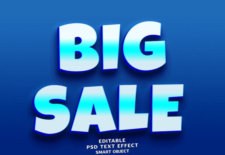 PSD diseño de efectos de texto 3d en gran venta