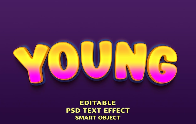 Diseño de efectos de texto 3D joven
