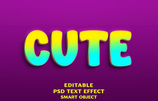 PSD el diseño de efectos de texto 3d lindo