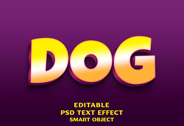 PSD diseño de efectos de texto 3d para perros