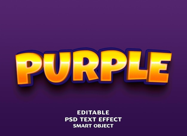 PSD diseño de efectos de texto 3d púrpura
