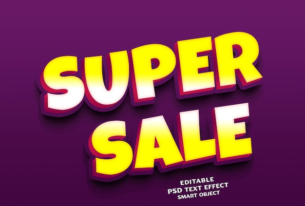 Diseño de efectos de texto 3D en súper venta