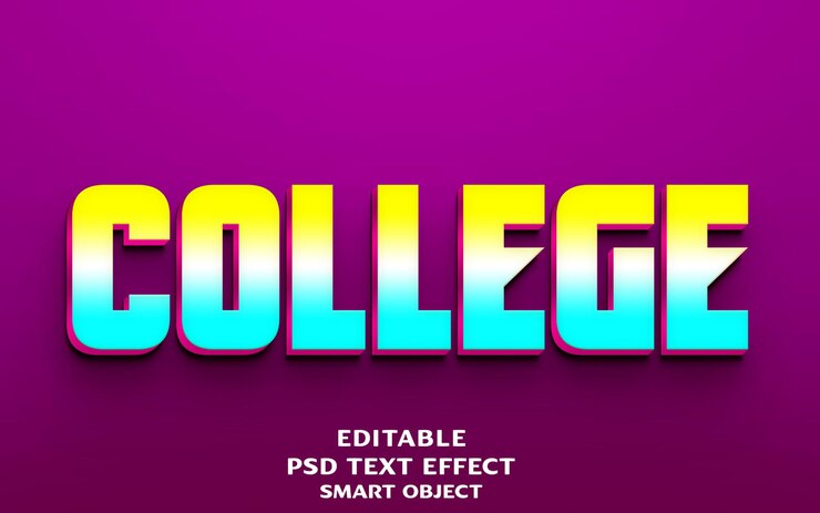 PSD diseño de efectos de texto 3d de la universidad