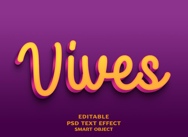 Diseño de efectos de texto 3D de Vibes