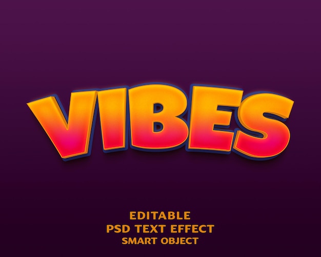 Diseño de efectos de texto 3D de Vibes