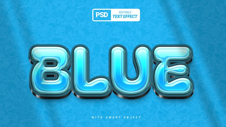 PSD diseño de efectos de texto azul brillante de hielo frío en 3d