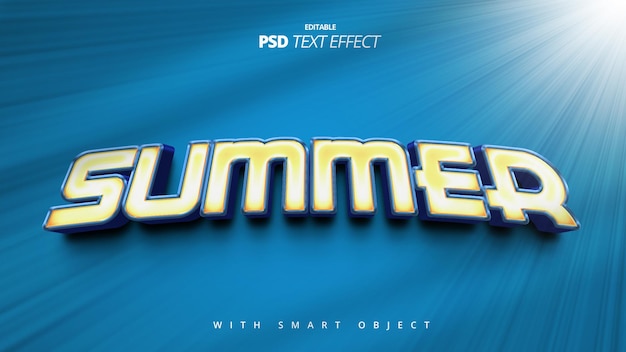 Diseño de efectos de texto dorado de verano 3D