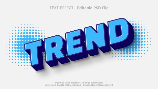 Diseño de efectos de texto editable en 3D de texto de tendencia
