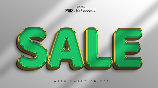 PSD diseño de efectos de texto elegante y brillante en verde 3d