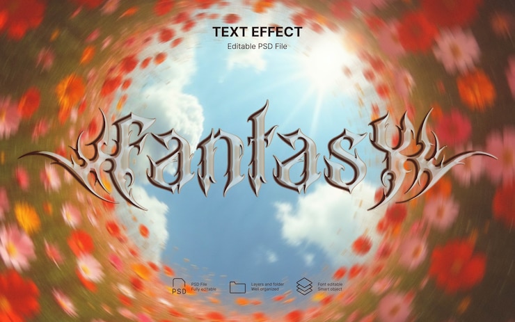 PSD diseño de efectos de texto de fantasía.