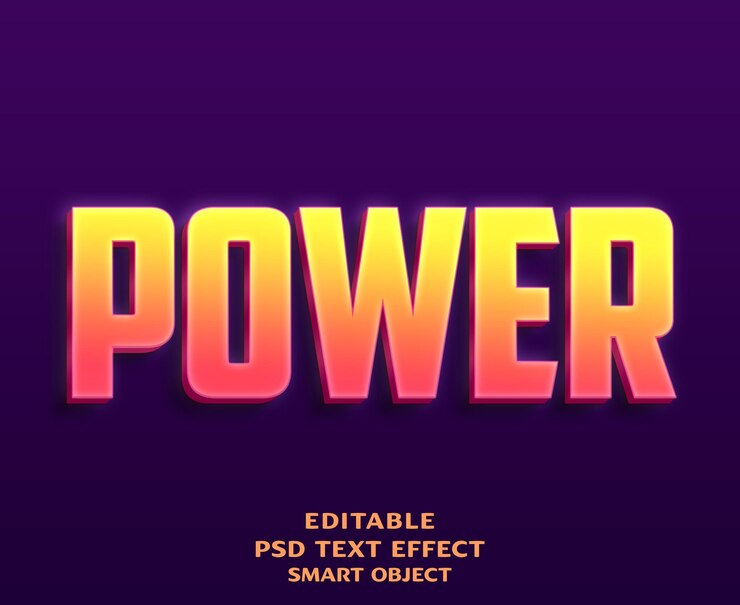 PSD diseño de efectos de texto power 3d