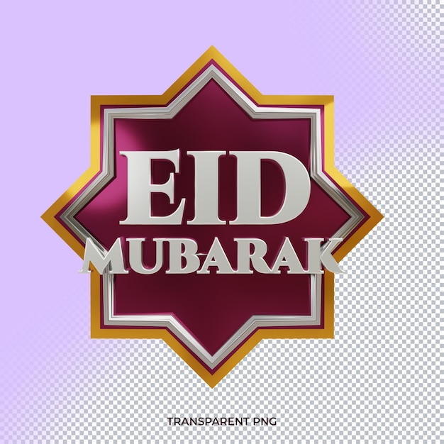 Diseño de eid mubarak con vista aislada de icono 3d de forma metálica