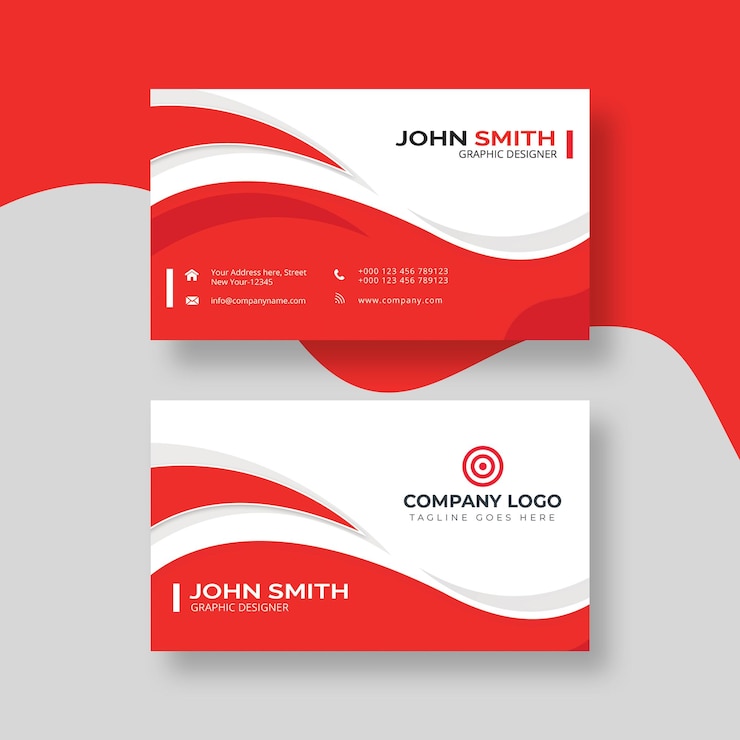 PSD diseño elegante de tarjeta de visita minimalista en color blanco y rojo